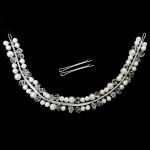 Tiara Ti034MM Argintie pentru mirese cu cristale si perle + 2 agrafe